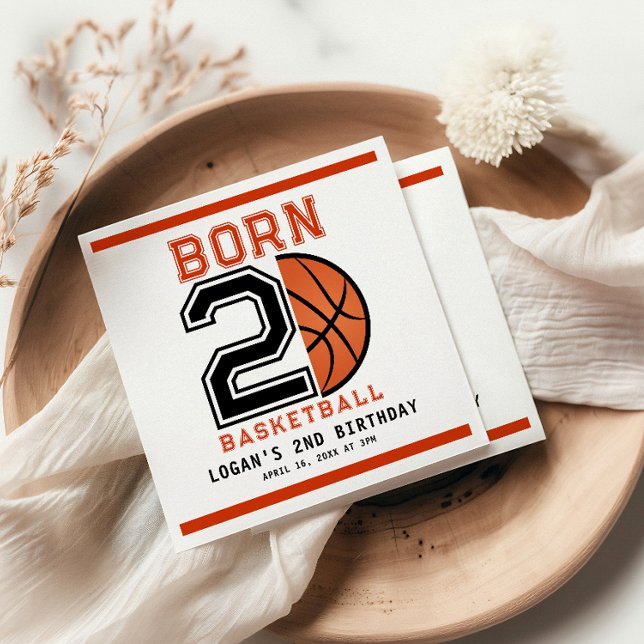 Född 2 Boll Basketboll 2:a födelsedagen Party Pappersservett (Skapare uppladdad)