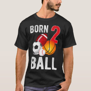 Född 2 Boll Birthday Boy Girl T2-åring T Shirt