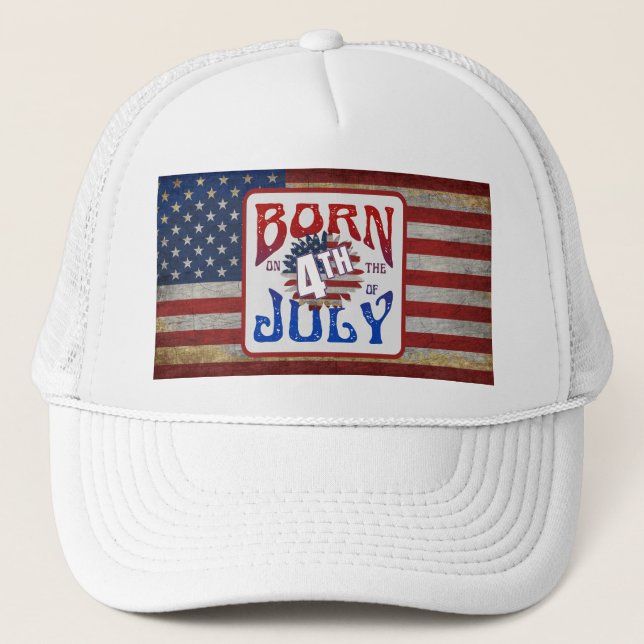 Född 4 Juli USA Flagga Keps (Framsida)