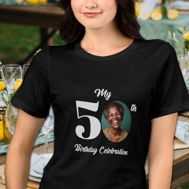 Född 50 födelsedagsfoto  t shirt (Skapare uppladdad)