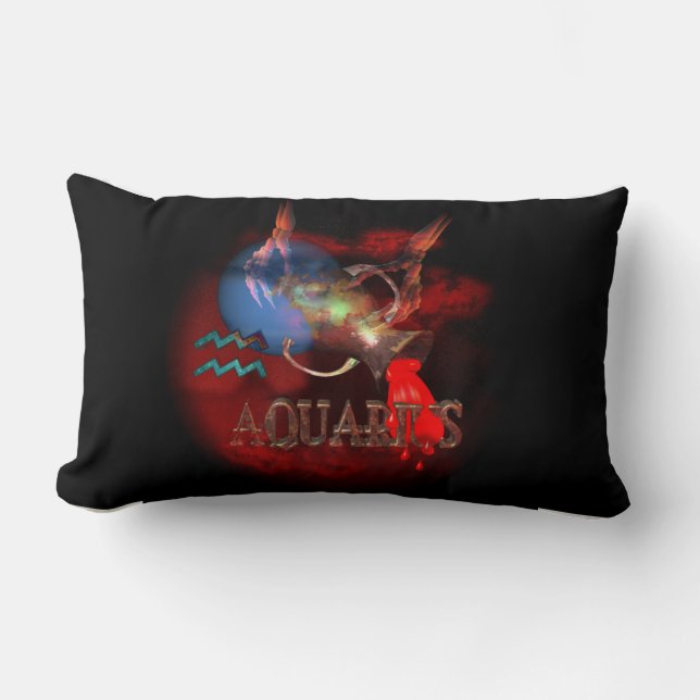 Född Aquarius Valxart för kuslig zodiac Lumbarkudde (Framsida)