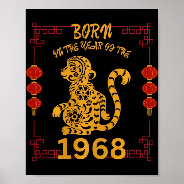 Född år av apan 1968 Chinese New Ye Poster (Framsidan)
