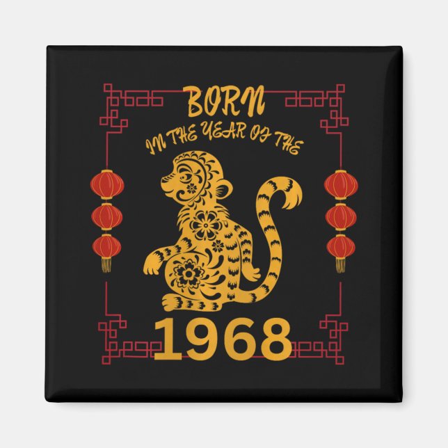 Född år av apans år 1968 Chinese New Ye Magnet (Framsidan)