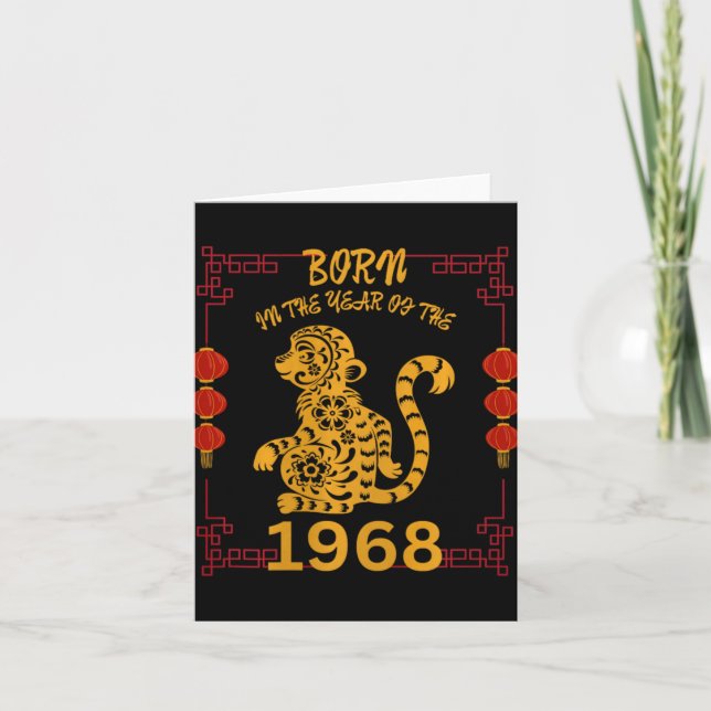 Född år av apans år 1968 Kinesiskt nyår Kort (Framsida)
