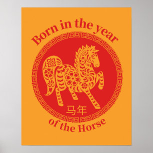 Född år Häst – Kinesisk Zodiak Poster
