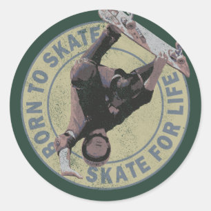 född att åka skate åka för livet vintage skateboar runt klistermärke