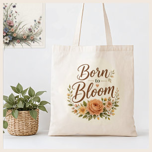 Född att blomstra Boho blommig grafikduk Tygkasse