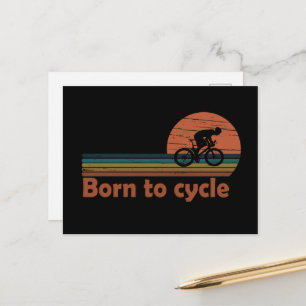 Född att cykla - MTB Mountainbike Rolig cykling Helg Vykort