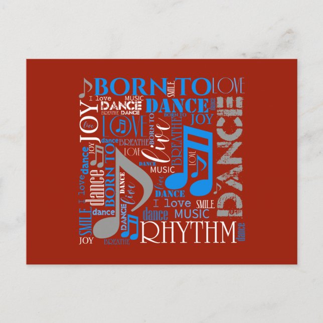 Född att Dansa Blå/Vit/Valfri Färg ID277 Vykort (Framsida)