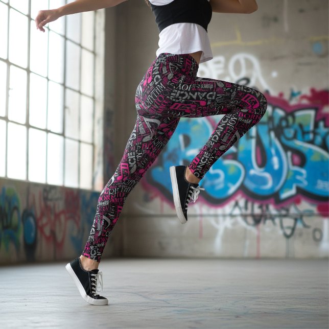 Född att dansa Rosa/Vit ID277 Leggings (Skapare uppladdad)