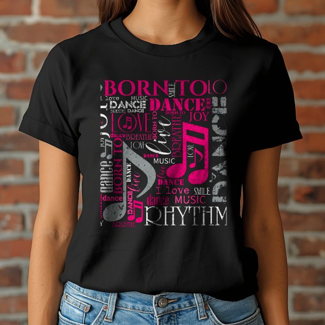 Född att dansa Rosa/Vit ID277 Tee Shirt (Skapare uppladdad)