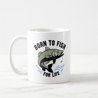 Född att fiska för livet kaffemugg