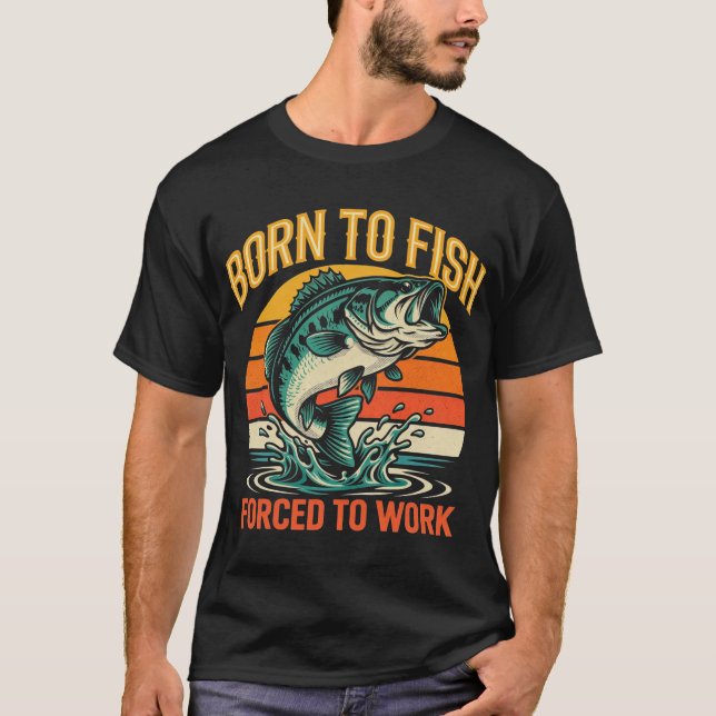 Född att Fiska Grafisk Design T Shirt (Framsida)