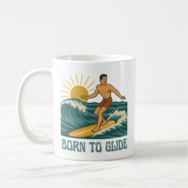 Född att Glida Kalifornien Surfare Retro Surf Graf Kaffemugg