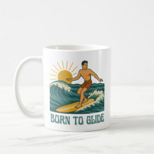 Född att Glida Kalifornien Surfare Retro Surf Graf Kaffemugg