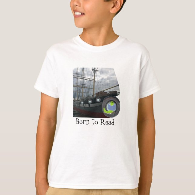 Född att Läsa Bokmask T-Shirt (Framsida)