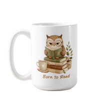 Född att läsa Söt uggla Bokälskare Design Mugg
