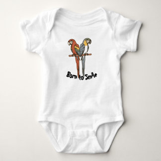 Född att Le Baby Body för Papegoja T Shirt