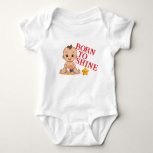 Född att Lysa Baby – Söt Tecknad Kroppsstrumpa  T Shirt