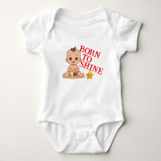 Född att Lysa Baby – Söt Tecknad Kroppsstrumpa T Shirt