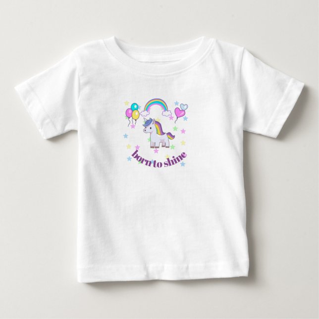 Född att Lysa Enhörning Småbarnströja T Shirt (Framsida)
