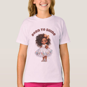 Född att lysa redigerbar text t-shirt för flickor