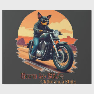 Född att Rida Chihuahua Motorcykel Konsttryck Presentpapper