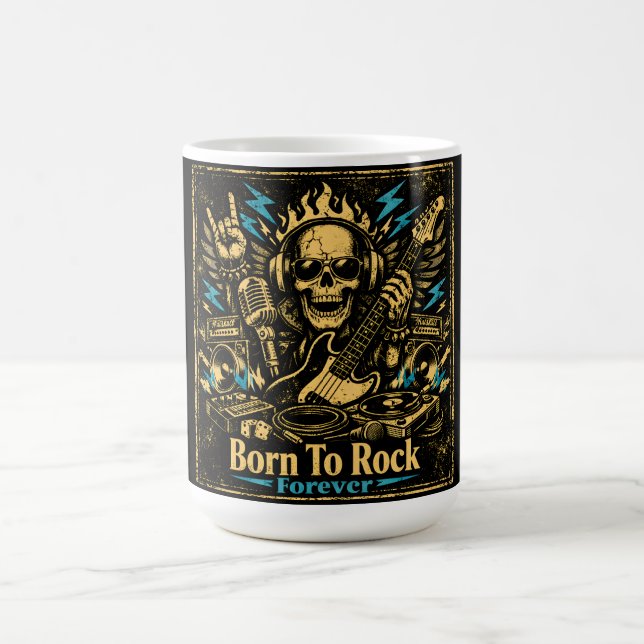 Född att Rocka – Rockmusik DNA Stolthet Kaffemugg (Center)