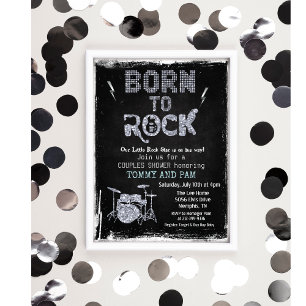 Född att rocka Rockstjärna Baby Shower Inbjudan