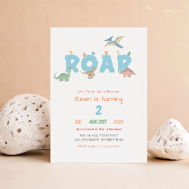 Född att Ryta Bebis Dinosaurie 2-årsdag Inbjudningar