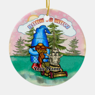 Född att slå tomte julgransprydnad keramik