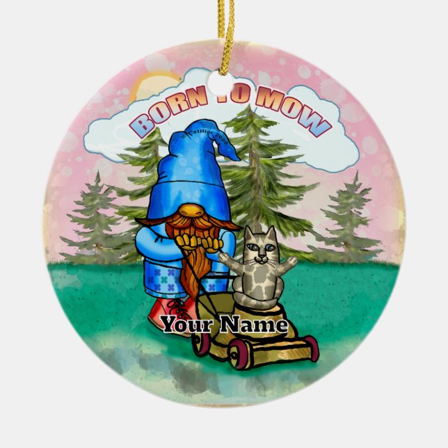 Född att slå tomte julgransprydnad keramik (Framsidan)