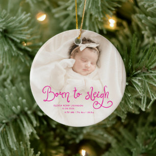  Född att sleigh baby foto födelse statistik jul Julgransprydnad Keramik