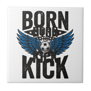 Född att sparka vintage-fotbollströja design_1 kakelplatta