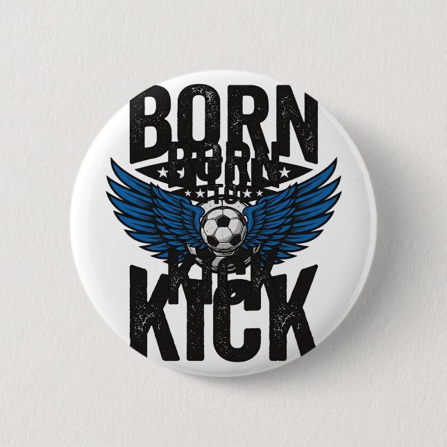Född Att Sparka Vintage Fotbollströja Design_1 Knapp (Framsida)