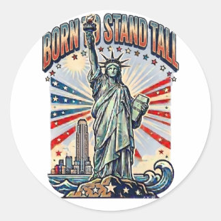 Född att stå stolt - Vintage patriotisk staty av L Runt Klistermärke