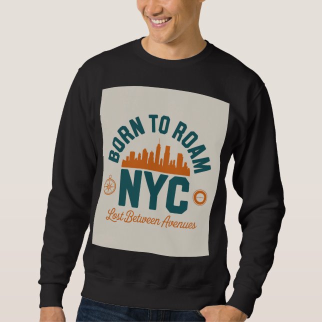 Född att ströva NYC Lång Ärmad Tröja (Framsida)