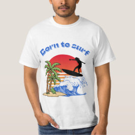 Född att surfa Retro solnedgångssurfar T Shirt