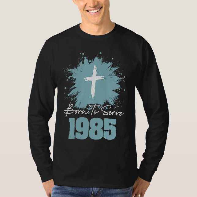 Född att tjäna 1985 t shirt (Framsida)