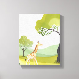 Född att Utforska | Giraff Vattenfärg Barnkammar K Canvastryck