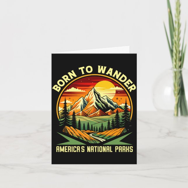 Född att vandra amerikanska nationalparker camping kort (Framsida)