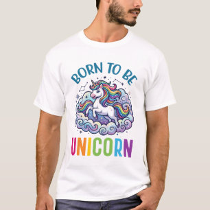 Född att vara enhörning regnbågsmoln stjärnor t shirt