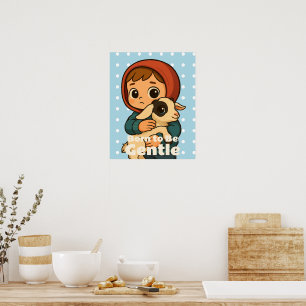 Född att vara ödmjuk – Söta lamm & barn Poster