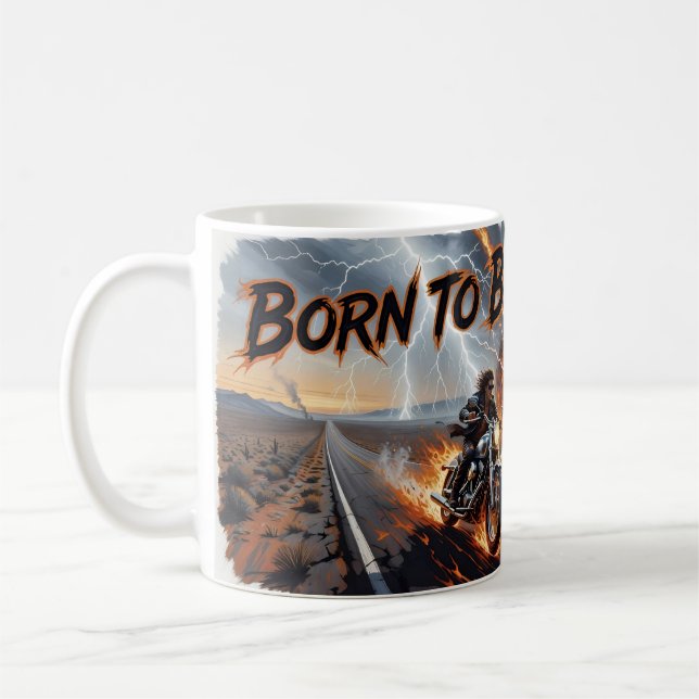 Född att vara vild ökenmotorcyklist-explosion-mugg kaffemugg (Vänster)