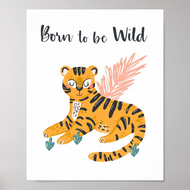Född att vara vild tigerunge plantskola poster (Framsidan)