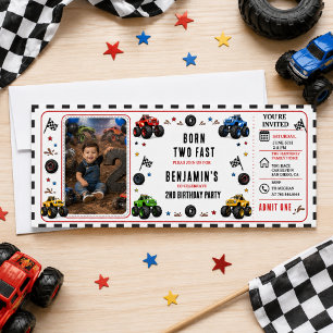 Född att växa två snabba monstertruckar 2-årsdag inbjudningar