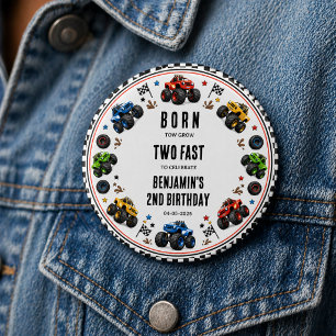 Född att växa Två snabba monstertruckar 2-årsdag Knapp