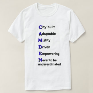 FÖDD ATT VINNA, Motiverande Blå CAMDEN Unisex Herr T Shirt