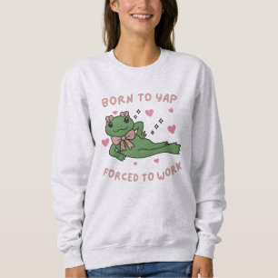 Född att yffa Tvungen att jobba Rolig groda kolleg T Shirt