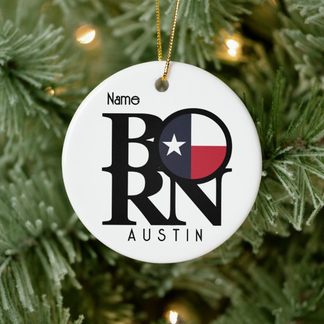 Född Austin Texas Julgransprydnad Keramik (Träd)